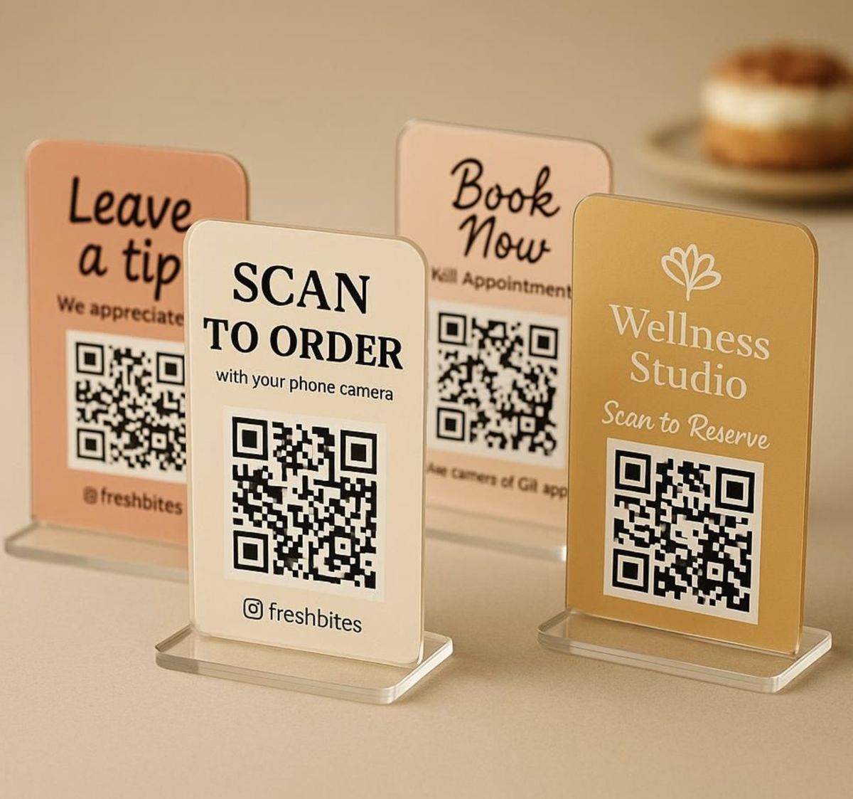 Acrylic QR code table signs